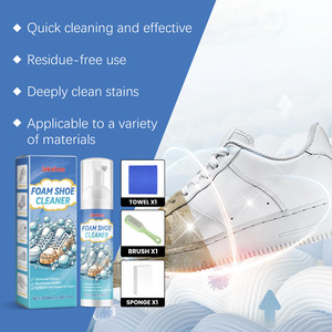 Kit de nettoyage de chaussures en mousse Jakehoe 100 ml, nettoyant pour chaussures blanches en mousse, élimination des taches d'huile et de saleté, ensemble de nettoyage de chaussures avec serviette, brosse et éponge - Product Image 1