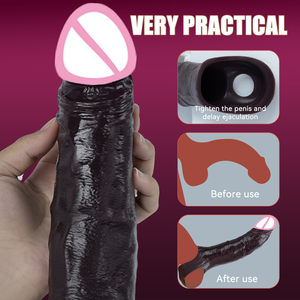 Manchon de pénis réutilisable en silicone réaliste de 9 pouces pour retarder l'éjaculation pour adultes - Product Image 3