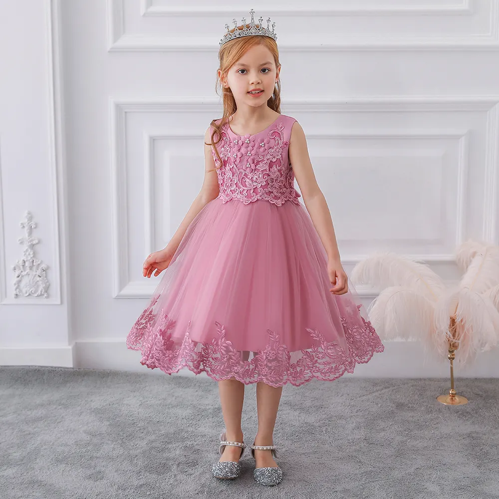 7 Years Baby Girl Clothes Party Kids Flower Floral Summer Dress For Teens
