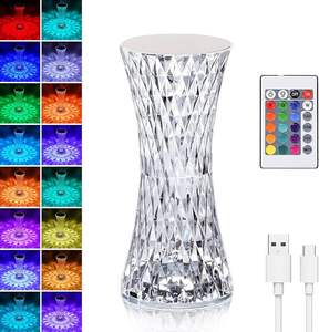 Lampe tactile LED RVB à 16 couleurs changeantes, en cristal rose, USB, pour table de chevet romantique, chambre et salon - Vente en gros - Product Image 1