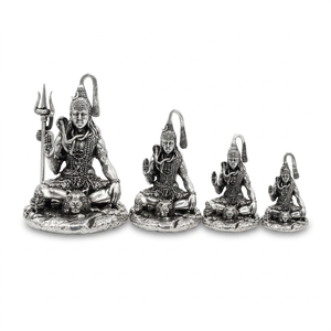 Paquete de 4 Estatuas de Dios Shiva en Plata Pura, Esculturas Religiosas Plateadas para Decoración del Hogar o Templo - Product Image 1