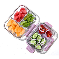 Boîte à lunch bento en verre borosilicate de haute qualité, résistante aux micro-ondes, étanche, écologique, avec couvercle et séparateur, pour les employés de bureau, emballage alimentaire