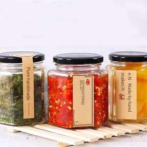 45ml 60ml 85ml 100ml 180ml 280ml 380ml 500ml 730ml Hexagone Cuisine Vide Miel Confiture <span class=keywords><strong>Cornichons</strong></span> Bocal <span class=keywords><strong>en</strong></span> Verre pour Stockage Scellé des Aliments - Product Image 1