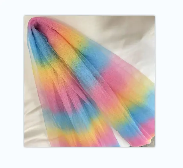 Design Transparent Digital Print Rainbow Color Tricot Mesh Tulle Fabrics for Baby Clothing