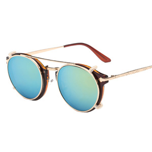 Unisex Metal Frame Sunglasses With <b>Clear</b> <b>Lens</b> UV400 Protection Round Style For <b>Men</b> Women - Product Image 5