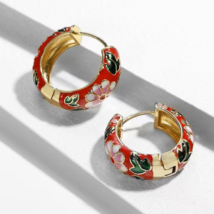 Pendientes de flores coloridos para mujer, pendientes de estilo retro y dulce para uso diario, accesorios para las orejas de estilo francés - Product Image 4