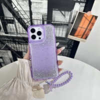 Coque de téléphone antichoc en TPU + PC avec chaîne de perles et diamants brillants, design tendance, pour iPhone 18 Pro Max, 18 Pro, 17 Pro Max, 17 Pro