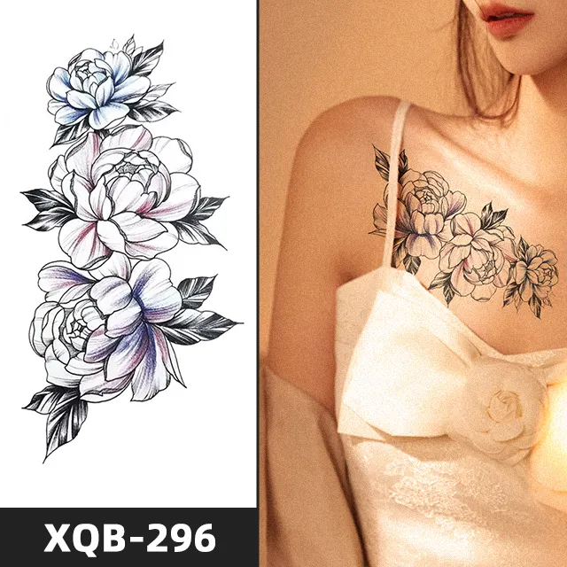 Temporäre Tattoos für Frauen Mädchen Rose Aufkleber Geometrie Wasserdichte Blume Tattoo Aufkleber