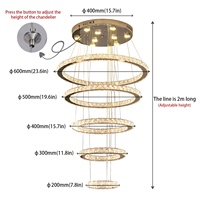 Suspension Circulaire Nordique Créative, Lustre LED en Anneau pour Hall d'Hôtel, Plafond Haut, Maison et Restaurant