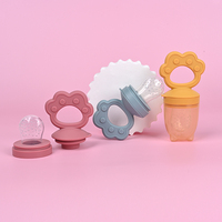 Custom Logo Bpa Gratis Food Grade 2 In 1 Siliconen Fruit Baby Fopspeen Bijtring Met 3 Verwisselbare Kinderen Sap Tandjes Tepel