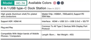 Sản xuất cao cấp vỏ nhôm 6 trong 1 USB Loại C Dock trạm - Product Image 2