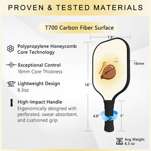 Raqueta de Pickleball Personalizable sin Bordes, de Fibra de Carbono T700, Moldeada en Frío, Núcleo de Panal, Ligera, Duradera, para Entretenimiento - Product Image 3