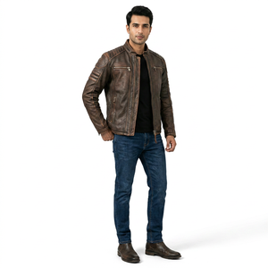 Chaqueta de Cuero Genuino de la Mejor Calidad y Tendencia para Hombre, Estilo Vintage, Transpirable, Personalizable, al Mejor Precio al por Mayor - Product Image 1