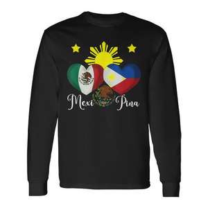 Camiseta Mexipina de Manga Larga con Diseño de la Bandera de Filipinas y México, Estampado de Corazón, Prenda Unisex - Product Image 3