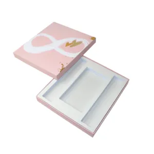 2024 New Hot Sale Pink Color Women Gift Box Set with Gold Stamping Custom Logo Lid-bottom Jewelry Box with EVA Insert