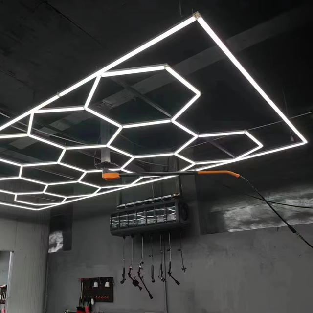 Fast Delivery Dropshipping Led Hexagonal Garage Lighting Custom Hexagonal Light for Auto Detail Shop