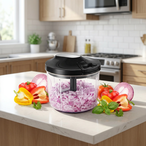 Hachoir à légumes manuel multifonction 1000 ml avec récipient, coupe-légumes à tirette manuelle - Product Image 1