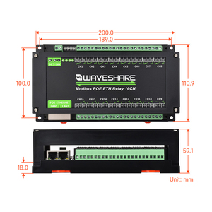 โมดูลรีเลย์อีเธอร์เน็ต 16 ช่อง โปรโตคอล Modbus RTU / Modbus TCP การสื่อสารผ่านพอร์ตอีเธอร์เน็ต รองรับการจ่ายไฟผ่าน PoE - Product Image 5