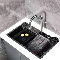 Évier de cuisine simple en acier inoxydable 304 avec robinet extractible en laiton