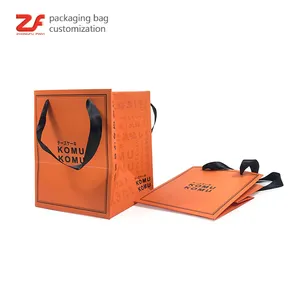 Paquete de productos personalizados, bolsas de papel con asas de regalo, naranja, xs