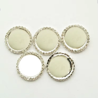 25MM bundar bening pengaturan perak kosong dengan Rhinestones logam tombol tutup belakang datar untuk berlian imitasi lencana gulungan
