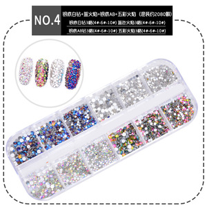 Ensemble de décorations pour ongles en verre à dos plat, strass mixtes pour nail art, 12 compartiments, pour manucure - Product Image 4