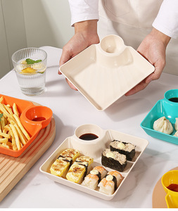 <span class=keywords><strong>Assiette</strong></span> Carrée Moderne en Plastique avec Séparateur pour Sauces, Plats Polyvalents pour Restaurants, Hôtels et Écoles, <span class=keywords><strong>Assiette</strong></span> à Raviolis - Product Image 5
