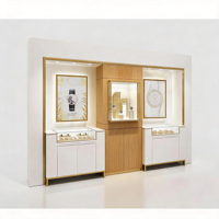 Vitrine Murale Moderne en Bois pour Bijoux avec Éclairage LED, Vitrine Flottante de Luxe en Verre pour Magasin de Détail et Mobilier de Boutique