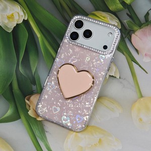<span class=keywords><strong>Coque</strong></span> <span class=keywords><strong>de</strong></span> <span class=keywords><strong>téléphone</strong></span> Heart <span class=keywords><strong>Pop</strong></span> Socket avec cadre d'appareil photo en strass, <span class=keywords><strong>coque</strong></span> transparente irisée scintillante pour iPhone 17 16 15 11 - Product Image 3