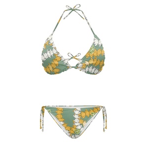 Maile y Pikake Lei Bikinis sexy y de moda Imprimir a pedido Beach Charming Conjuntos de traje de baño de dos piezas para mujer <span class=keywords><strong>Club</strong></span> - Product Image 1
