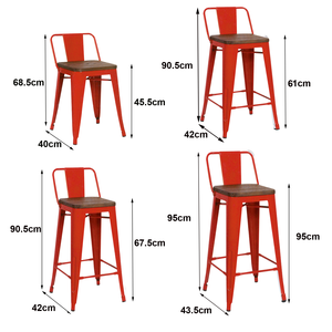 Vente en gros en usine Tabouret de bar en métal Chaises de bar Tabouret de bar empilable avec siège en bois Chaises empilables - Product Image 2