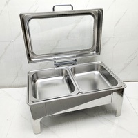 Réchaud à buffet en acier inoxydable doré de 9 L, chauffé au combustible, pour hôtels et restaurants