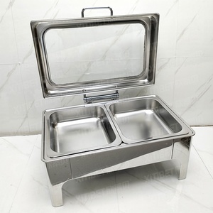 Set Chafing Dish Idraulico in Acciaio Inox Dorato da 9L con Riscaldamento a Combustibile per Hotel e <span class=keywords><strong>Ristoranti</strong></span> - Product Image 2