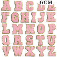 Usine nouveau violet Alphabet serviette patchs de broderie couleur personnalisée 6CM lettre Chenille brodé fer sur Patch pour vêtements chapeau