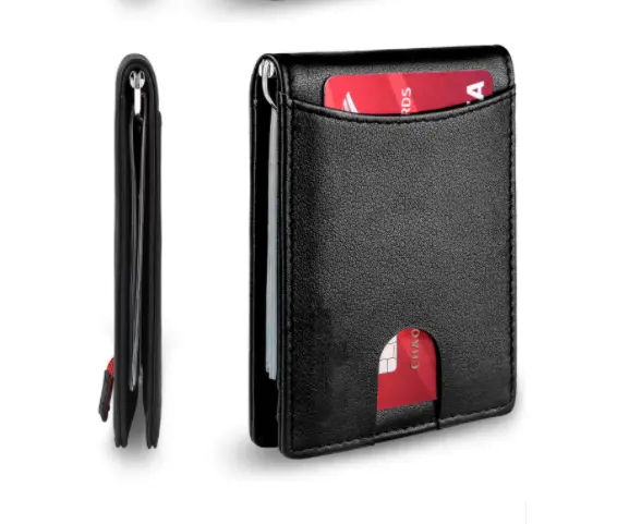 Full Grain Genuine Soft Leather Front Pocket Slim Man Wallet RFID Blocking Money Clip Wallet