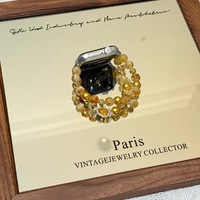 Bracelet de luxe en perles de cristal de citrine naturelle pour Apple Watch Ultra 2/9/8/SE, bijou élégant fait main en quartz jaune, cadeau
