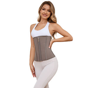 LANGQIN Gaine amincissante en latex gris avec armatures en acier, fermeture éclair, compression moyenne, respirante, antibactérienne, pour le contrôle du ventre - Product Image 6
