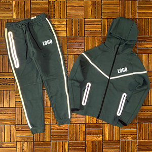 Conjunto Deportivo para Hombre, Chaqueta Cortavientos Reflectante con Forro Polar Técnico, Pantalones Deportivos y Sudadera con Capucha, Conjunto Deportivo, Traje Deportivo para Hombre, Color Negro - Product Image 5