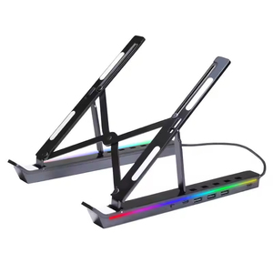Soporte para Laptop con USB C HUB, USB C, USB A, Tipo C, Base de Conexión para Laptop, Luz RGB, Soporte Portátil Premium para Laptop - Product Image 1