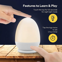 Veilleuse pour bébé avec chargeur stable, contrôle tactile et réglage de la minuterie, lampe en forme d'œuf pour bébé en ABS+PC pour l'allaitement et les enfants