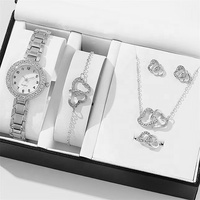 Ensemble de cinq montres et bracelets de luxe pour femme, montre à quartz tendance, accessoire de bijouterie élégant en verre
