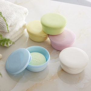 Likerai Portable Round Plastic Soap Box With Lid For Bathroom Travel Use - Product Image 1