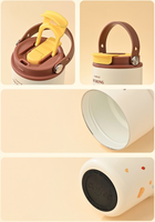 Vaso portátil de cerámica y acero inoxidable de doble pared para mujer, bonito y para uso en exteriores.