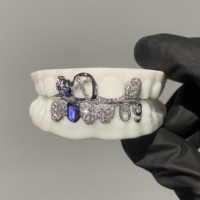 Grillz personnalisé en argent 925 avec motif croix en relief nid d'abeille et diamants Moissanite VVS, modèle Plain 69 pour 69 dents, bijoux