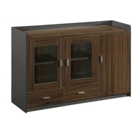 Meuble de rangement moderne pour bureau, avec base pour imprimante, tiroir verrouillable, cloison latérale de bureau, design bas – Durable, écologique, 2 tiroirs
