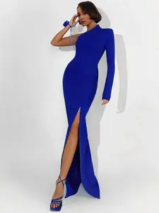 C CLOTHING 2024 New Women Modest Elegant Clothing Backless High Slit Prom Evening Party Dress