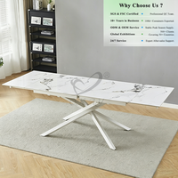 Mesa de Comedor Extensible de Piedra Sinterizada con Patas Metálicas, Estilo Moderno y Minimalista, para Hogar u Hotel, OKAY Home Furniture