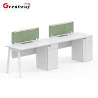 Bureau moderne à deux places côte à côte avec solution de rangement individuelle, système de poste de travail linéaire pour studio créatif