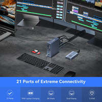 21 in 1 Thunderbolt 4 Docking Station 40Gbps 90W PD 8K HDMI 2.5G Ethernet USB C Hub untuk MacBook Pro M3 M2 M1 Laptop Windows