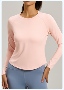 Haut de yoga et de fitness pour femme, personnalisé, à manches longues, respirant, coupe ajustée, dos en maille, col rond, tendance - Product Image 5